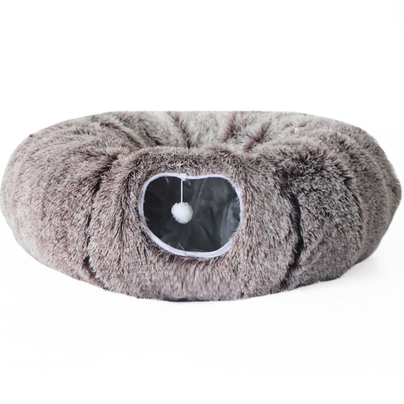 Plush Tunnel Cat Bed