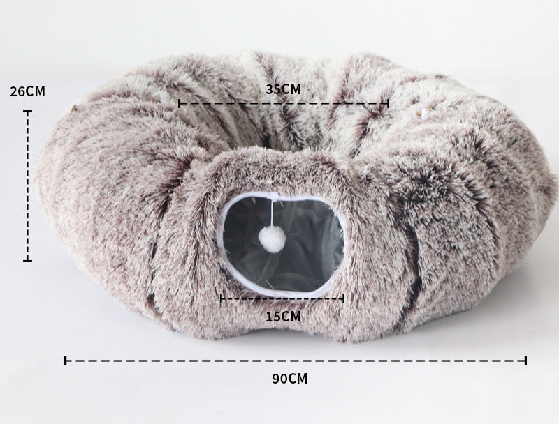 Plush Tunnel Cat Bed