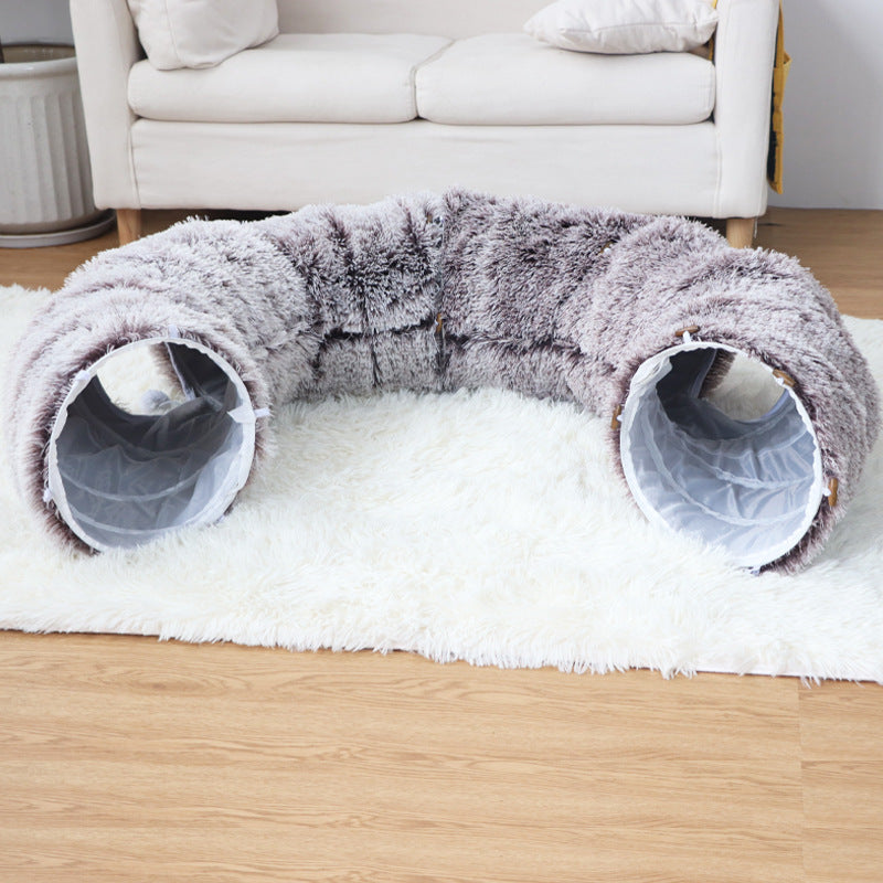 Plush Tunnel Cat Bed