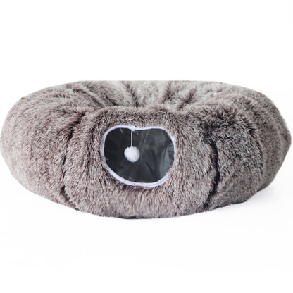 Plush Tunnel Cat Bed