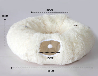 Plush Tunnel Cat Bed