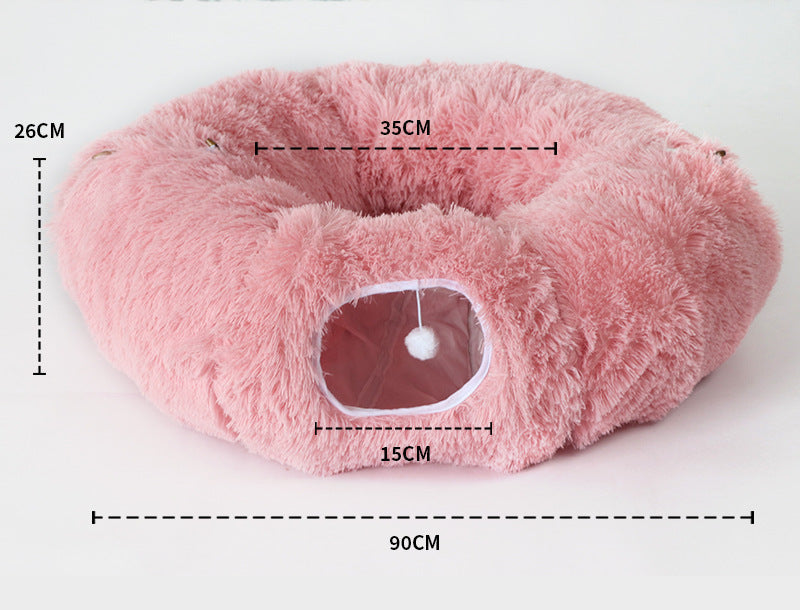 Plush Tunnel Cat Bed