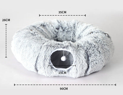Plush Tunnel Cat Bed