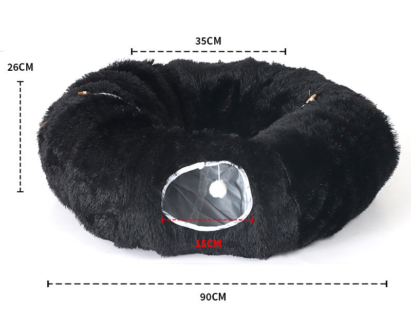 Plush Tunnel Cat Bed