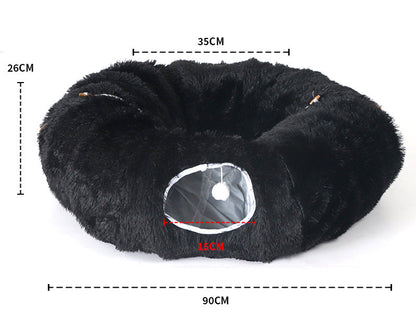 Plush Tunnel Cat Bed