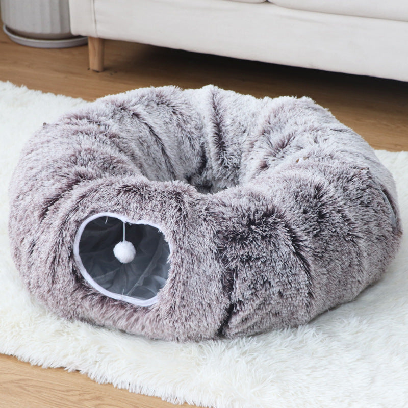 Plush Tunnel Cat Bed