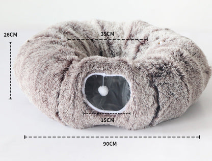 Plush Tunnel Cat Bed
