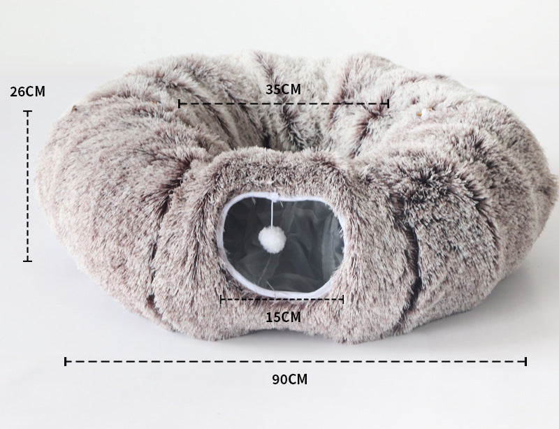 Plush Tunnel Cat Bed