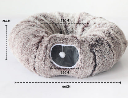 Plush Tunnel Cat Bed
